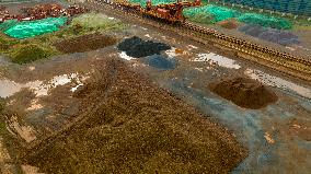 Iron Ore Imported Unloaded at The Taicang Port Depot in Suzhou