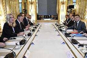 President Macron Meets President Of The Presidency Of Bosnia And Herzegovina - Paris