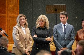 Olena Zelenska with Brigitte Macron and Gabriel Attal - Paris