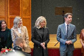Olena Zelenska with Brigitte Macron and Gabriel Attal - Paris
