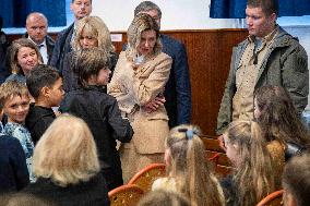Olena Zelenska with Brigitte Macron and Gabriel Attal - Paris