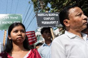 Protest Demanding Peace In Manipur