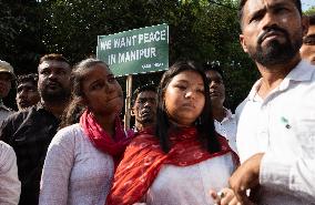 Protest Demanding Peace In Manipur