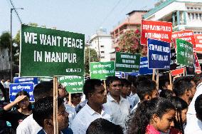 Protest Demanding Peace In Manipur