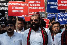 Protest Demanding Peace In Manipur