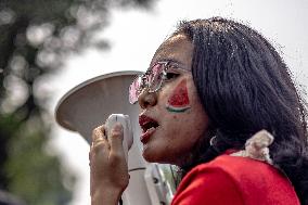 Pro-Palestinian Solidarity Protest In Front Of U.S Embassy Building At Jakarta, Indonesia