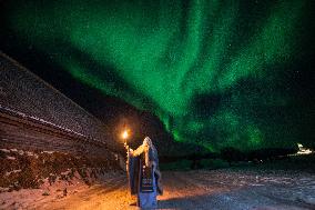 Northern Lights Over The Sky Of Lofoten, Norway