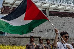 Pro-Palestinian Solidarity Protest In Front Of U.S Embassy Building At Jakarta, Indonesia