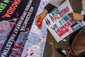 Pro-Palestinian Solidarity Protest In Front Of U.S Embassy Building At Jakarta, Indonesia