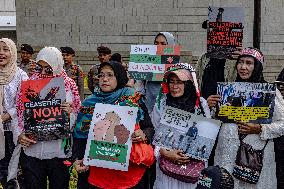 Pro-Palestinian Solidarity Protest In Front Of U.S Embassy Building At Jakarta, Indonesia