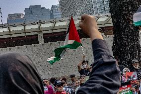 Pro-Palestinian Solidarity Protest In Front Of U.S Embassy Building At Jakarta, Indonesia