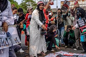 Pro-Palestinian Solidarity Protest In Front Of U.S Embassy Building At Jakarta, Indonesia