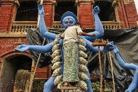 Preparation For Kali Puja Festival In  India.