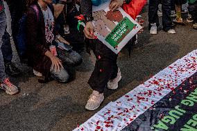 Pro-Palestinian Solidarity Protest In Front Of U.S Embassy Building At Jakarta, Indonesia