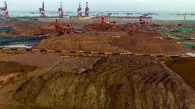 Iron Ore Imported Unloaded at The Taicang Port Depot in Suzhou