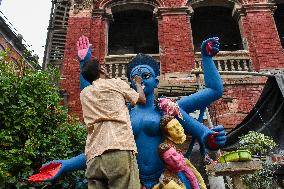 Preparation For Kali Puja Festival In  India.