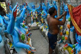 Preparation For Kali Puja Festival In  India.