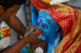 Preparation For Kali Puja Festival In  India.