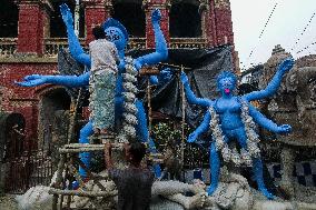 Preparation For Kali Puja Festival In  India.