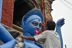 Preparation For Kali Puja Festival In  India.