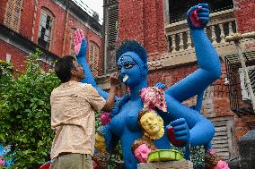 Preparation For Kali Puja Festival In  India.