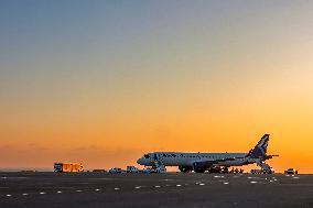 Aircraft At Heraklion International Airport In Crete Island