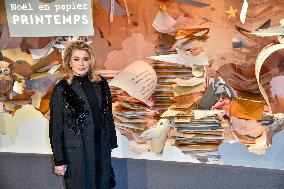 Catherine Deneuve Unveils Le Printemps XMas Decorations - Paris