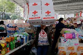 Mexican Red Cross Prepares Food Supplies For People Affected By Hurricane Otis In Guerrero