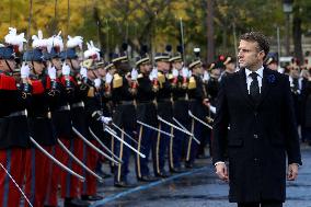 Commemorations of the Armistice, ending WWI ceremony at the Arc de Triomphe - Paris