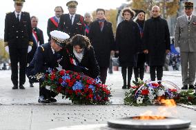 Commemorations of the Armistice, ending WWI ceremony at the Arc de Triomphe - Paris