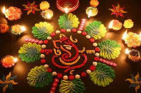 Rangoli Art During The Festival Of Diwali