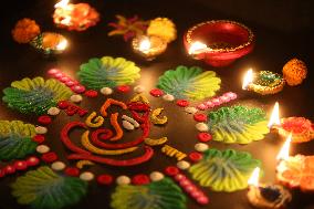 Rangoli Art During The Festival Of Diwali