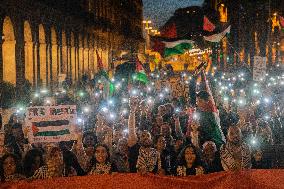 Unitary Demonstration In Solidarity With Palestine In Barcelona.