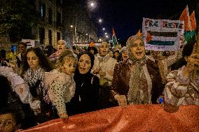 Unitary Demonstration In Solidarity With Palestine In Barcelona.