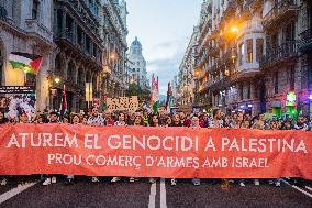 Unitary Demonstration In Solidarity With Palestine In Barcelona.