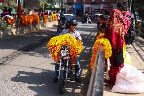 Marigold Flower Sale For Tihar In Nepal