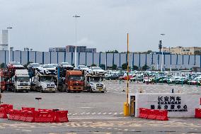 New Energy Vehicles Parked at Changan Automobile Distribution Center in Chongqing
