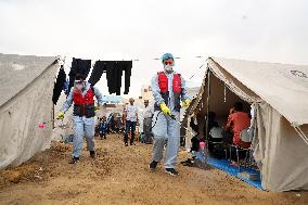 MIDEAST-GAZA-PALESTINIAN-ISRAELI CONFLICT-TEMPORARY SHELTER