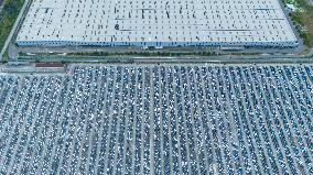 New Energy Vehicles Parked at Changan Automobile Distribution Center in Chongqing