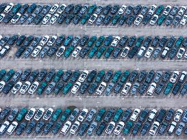 New Energy Vehicles Parked at Changan Automobile Distribution Center in Chongqing