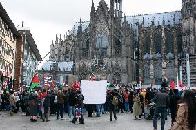 Pro-palestine Protest And Counter Demo Continues In Cologne