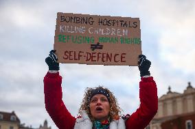 Solidarity With Palestine Demonstration In Krakow, Poland