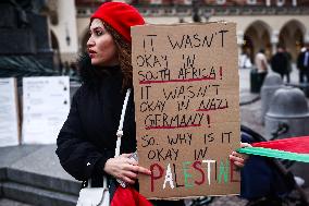 Solidarity With Palestine Demonstration In Krakow, Poland