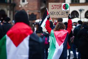 Solidarity With Palestine Demonstration In Krakow, Poland