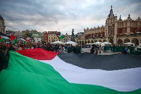 Solidarity With Palestine Demonstration In Krakow, Poland