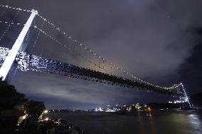 Illumination of Kammon Bridge in Japan