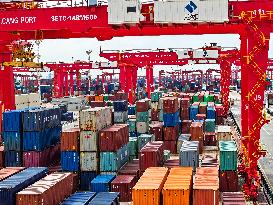 Containers at Taicang Zhenghe International Termina