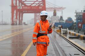 Workers Work at Taicang Zhenghe International Wharf