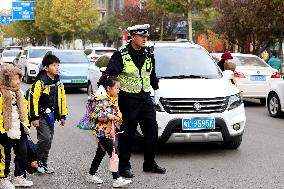 Traffic Policeman Guard Students