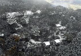 Season's first snowcap on Mt. Kongo